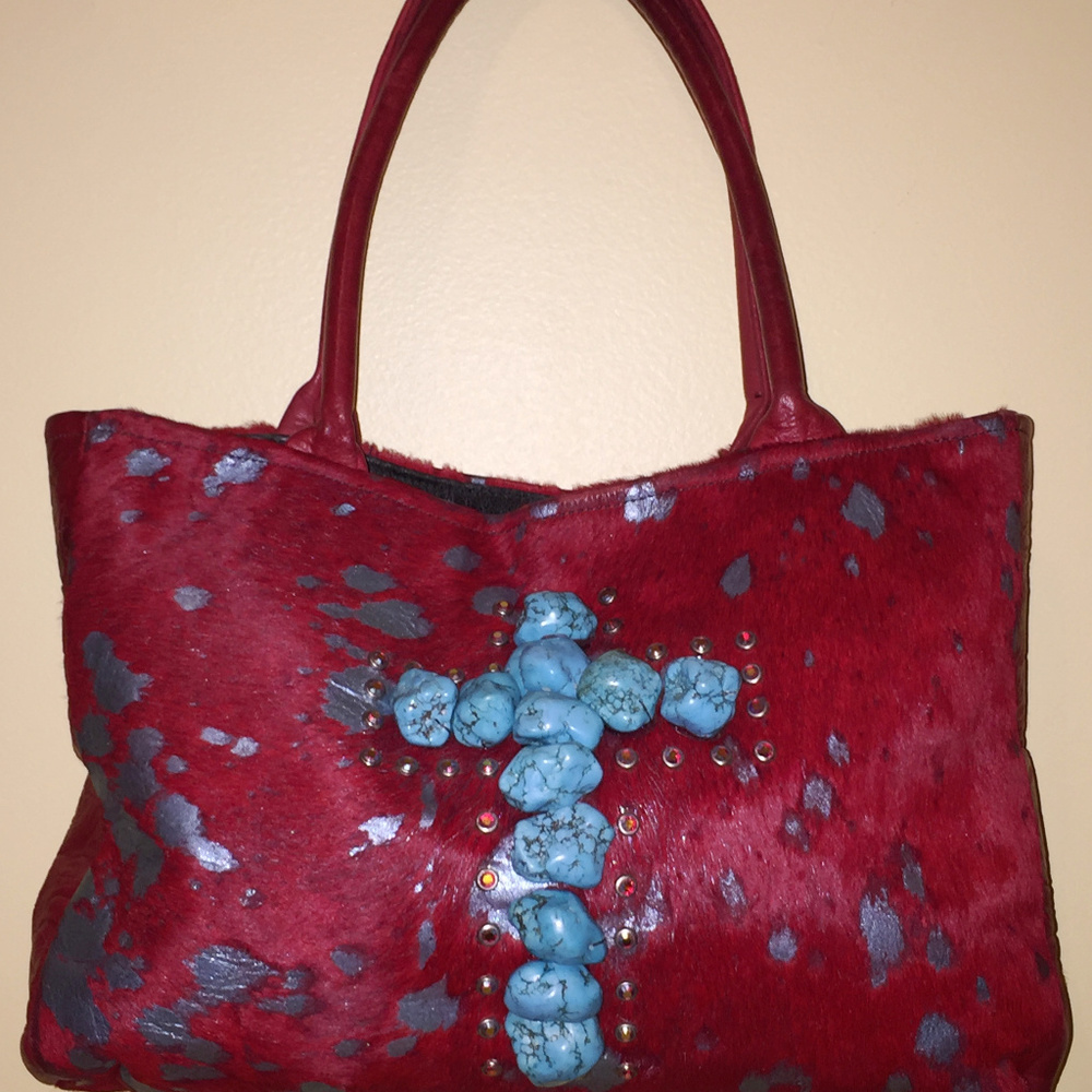 KurtMen design (Red/Blue/Leather) Shoulder Bag